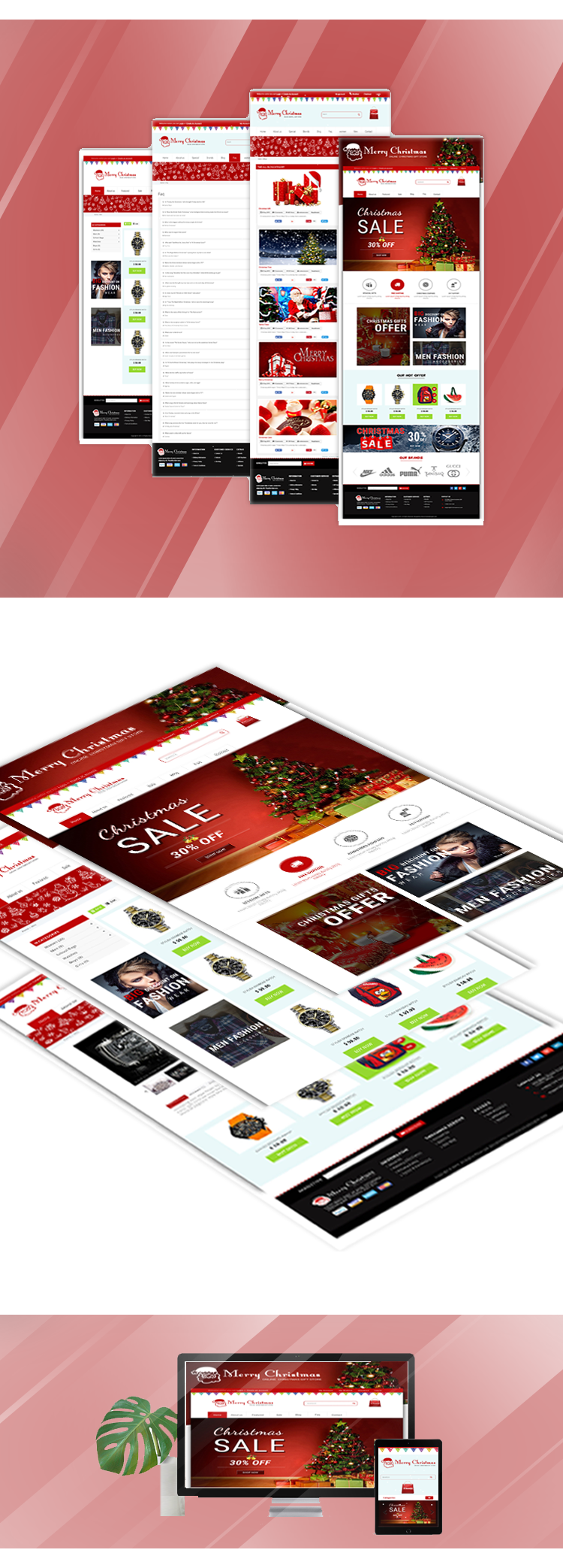 christmas theme for opencart designs of pages and banners